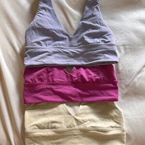 Lululemon V Neck Align Bras -Set of Three in Purple, Pink, and Cream